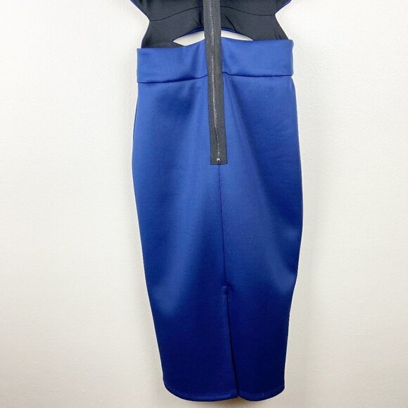 ASOS | Scuba Cobalt Blue Sleeveless V Neck Dress Cutout - Picture 6 of 9